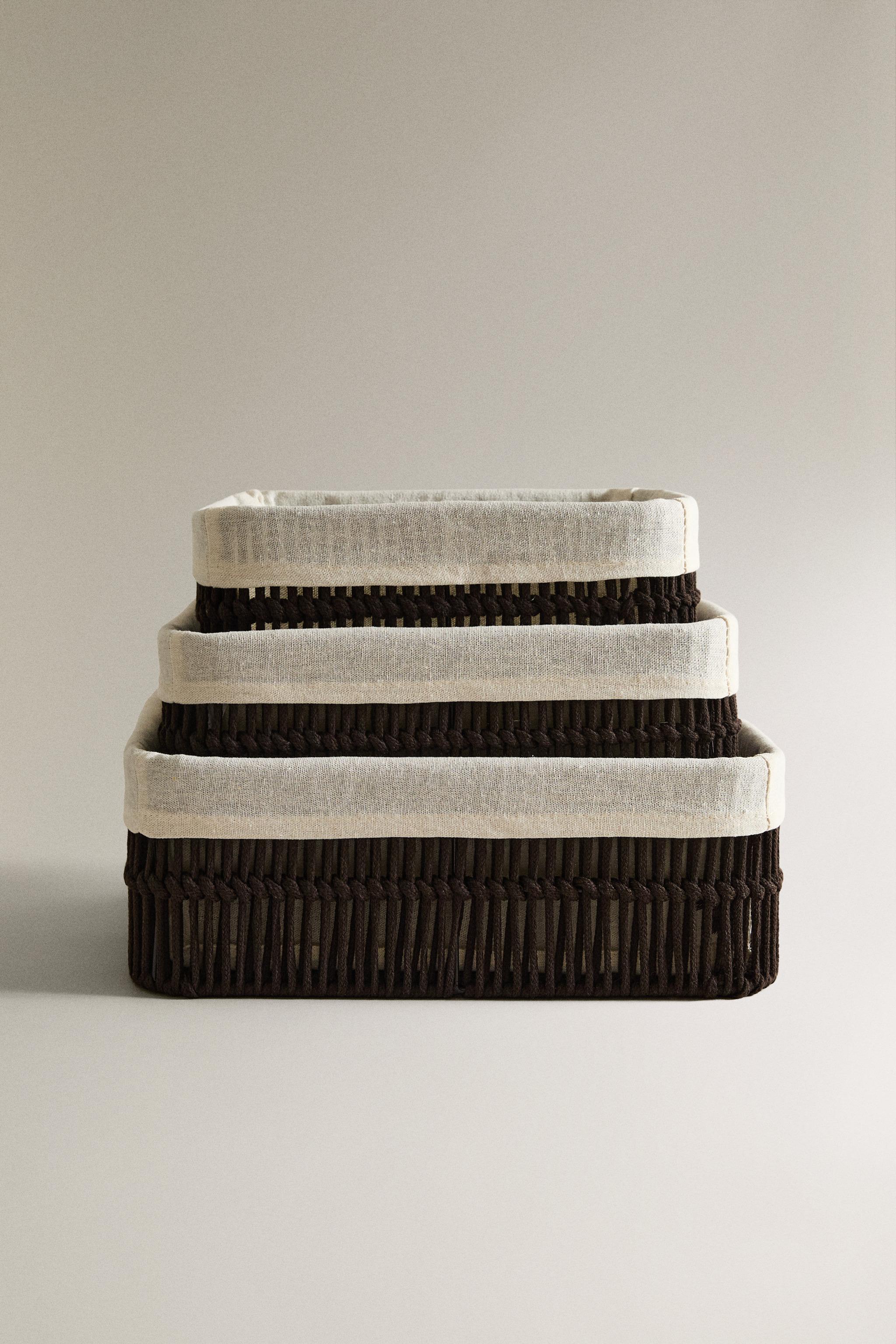 RECTANGULAR COTTON-LINED BASKET
